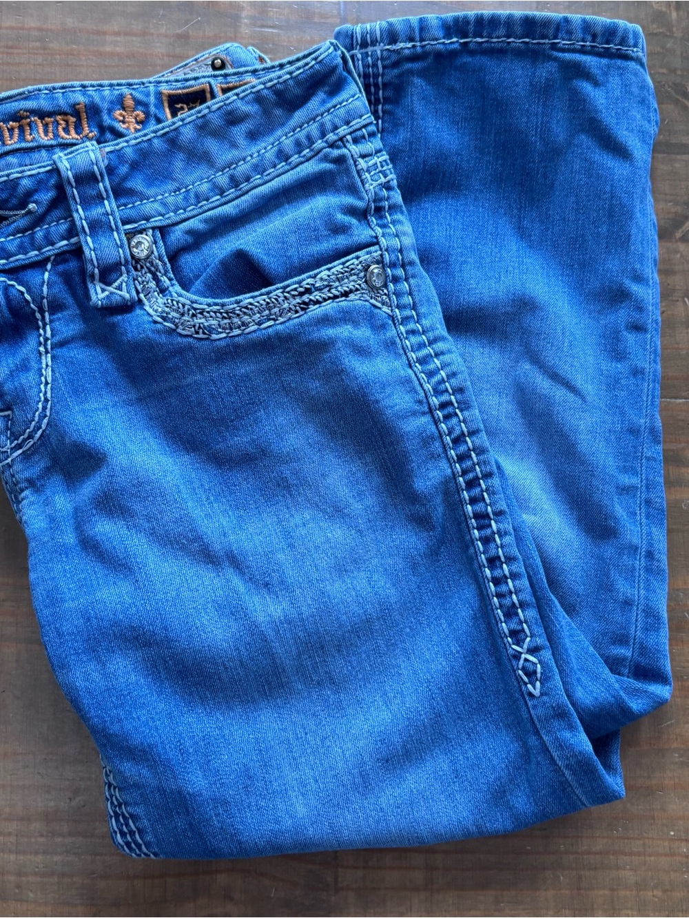Rock Revival Bambi Cropped Capri Jeans-Embellished-Embroidered-Size 27-Y2K - Picture 3 of 12